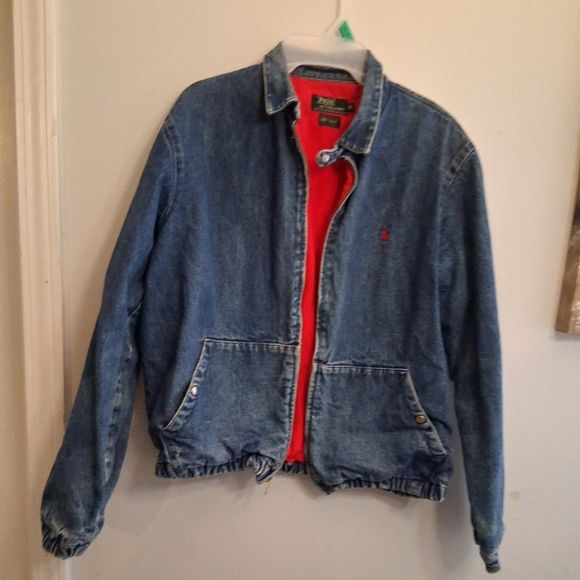VTG POLO RALPH LAUREN Sz XL Men's Long Sleeve JEAN Jacket Lined Red Flannel JD